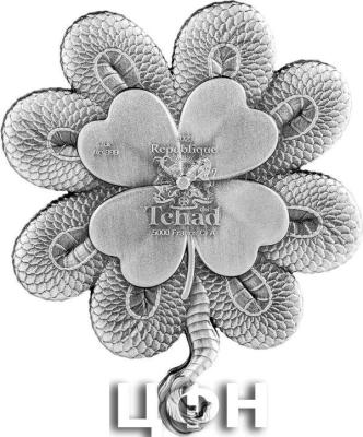 «FOUR LEAF CLOVER DRAGON 1 Oz Silver Coin 5000 Francs Chad 2023 Antique Finish».jpg