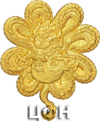 «FOUR LEAF CLOVER DRAGON Gilded 1 Oz Silver Coin 5000 Francs Chad 2023 Antique Finish ».jpg