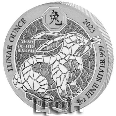 «2023 1 oz Rwanda Lunar Ounce - Year of the Rabbit .999 Silver BU Coin».jpg