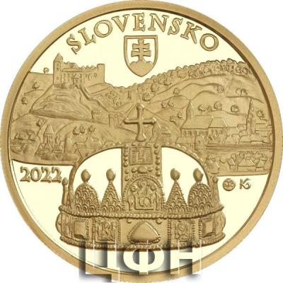 «€100 gold collector euro coin Bratislava coronations – 450th anniversary of the coronation of Rudolf ».jpg