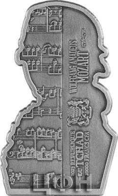 «WOLFGANG AMADEUS MOZART Shaped 2 Oz Silver Coin 10000 Francs Chad 2023».jpg