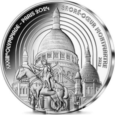 «10 Euro MONTMARTRE SACRE-COEUR Olimpic Games Paris Silver Coin 10€ Euro France 2022 Proof».jpg