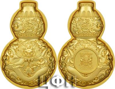 «DRAGON HULU BOTTLE GOURD Gilded 1 Oz Silver Coin 5000 Francs Chad 2023 Antique Finish».jpg