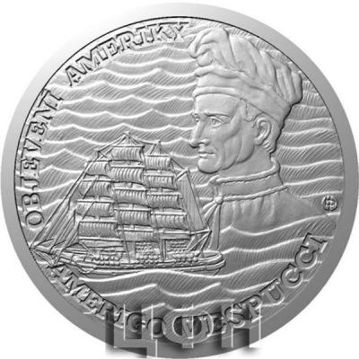 «Stříbrná mince Objevení Ameriky - Amerigo Vespucci proof».jpg