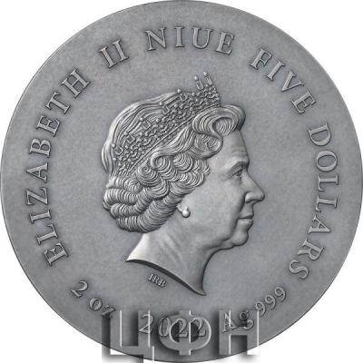 «5 Dollars GREEN MAMBA Wildlife in the Moonlight 2 Oz Silver Coin 5$ Niue 2022 Antique Finish ».jpg