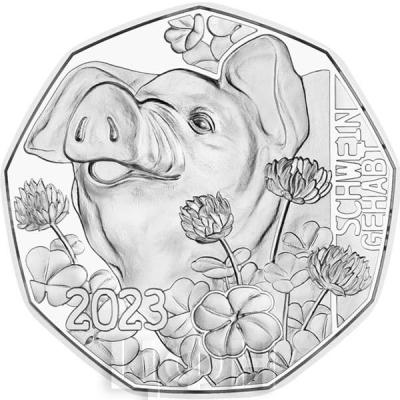 «2023 Austria €5 New Year Silver BU Coin The Popular Pig ».jpg