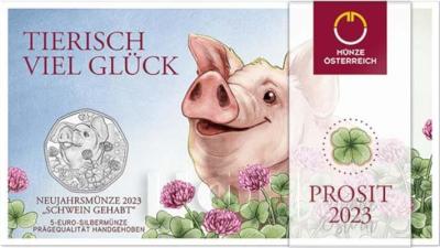 «2023 Austria €5 New Year Silver BU Coin The Popular Pig».jpg