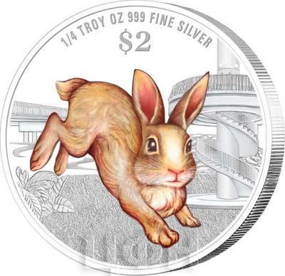 «2023 Singapore Lunar Rabbit 0.25 troy oz 999 Fine Silver Proof-Like Colour Coin ».jpg