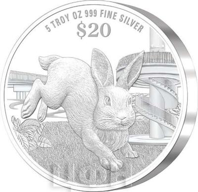 «2023 Singapore Lunar Rabbit 5 troy oz 999 Fine Silver Proof Coin ».jpg