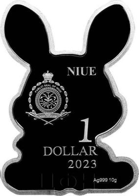 «1 Dollar RABBIT Lunar Year Shaped Silver Coin 1$ Niue 2023 Proof».jpg