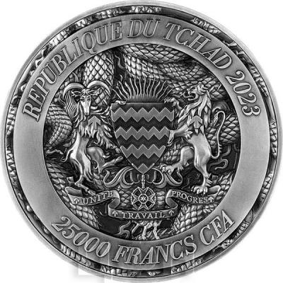 «TRIPLE DRAGONS 5 Oz Silver Coin 25000 Francs Chad 2023 Antiqued Silver».jpg