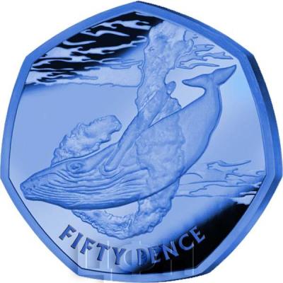 «The Antarctic Blue Whale - 2022 Blue Titanium - SGA - World's First Titanium 50 Pence Coin ».jpg