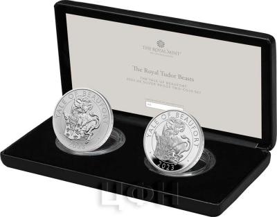 «The Royal Tudor Beasts The Yale of Beaufort 2023 UK Silver Proof Two-Coin Set».jpg
