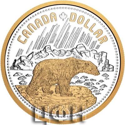 «2020 Canadian $1 Renewed Silver Dollar Series Arctic Territories 140th Anniv 2 oz Silver & Gold-plated Coin».jpg