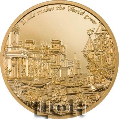«10 Dollars TRADE MAKES THE WORLD GROW Time Flies Gilded 2 Oz Silver Coin 10$ Cook Islands 2022 Proof».jpg
