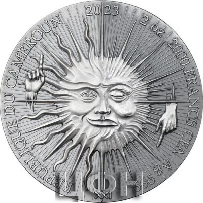 «CHRONOS Dual Essence 2 Oz Silver Coin 2000 Francs Cameroon 2023 Antique Finish ».jpg