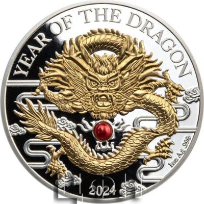 «DRAGON Freshwater Pearl Chinese Lunar Year 1 Oz Silver Coin 20 Vatu Vanuatu 2024 Proof».jpg