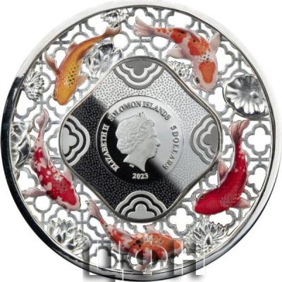 «Solomon Islands 5 Dollars FILIGREE KOI Fortune 2 Oz Silver Coin 5$ Solomon Island 2023 Prooflike».jpg