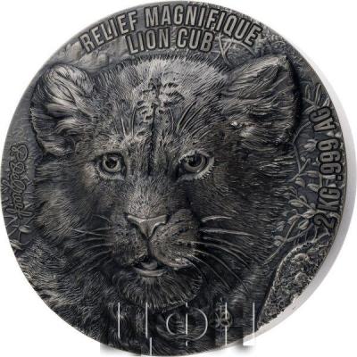 «LION CUB Relief Magnifique 2 Kg Silver Coin 20000 Francs Benin 2023 Antique Finish ».jpg