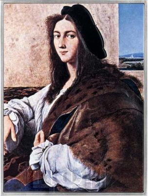 «PORTRAIT OF A YOUNG MAN By Raphael 2 Oz Silver Coin 10000 Francs Chad 2023 Antique Finish».jpg