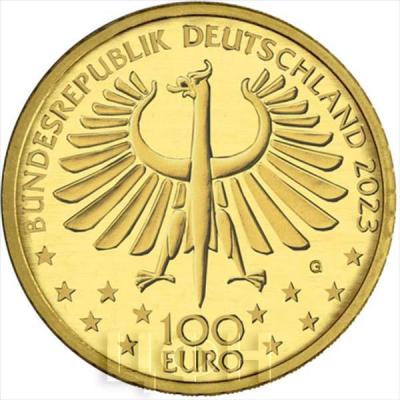 2023, Германия 100 евро, памятная монета - «Фауст», серия «Шедевры немецкой литературы.».jpg
