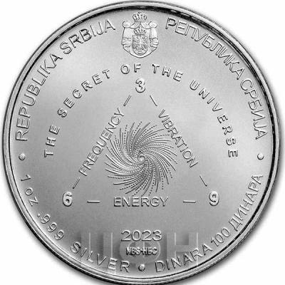 «2023 Serbia 1 oz Silver 100 Dinar Nikola Tesla Secret of the Universe».jpg