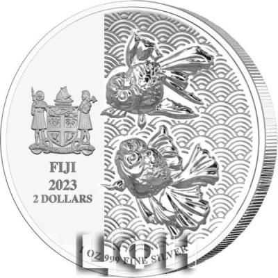 «2 Dollars GOLDFISH Auspicious Fishes 1 Oz Silver Coin 2$ Fiji 2023 Proof.».jpg