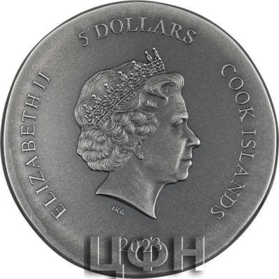 «5 Dollars ARETHUSA 1 Oz Silver Coin 5$ Cook Islands 2023 Antique Finish».jpg