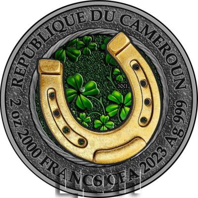 «RIDE YOUR LUCK Lucky 2 Oz Silver Coin 2000 Francs Cameroon 2023 Antique Finish.».jpg