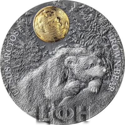 «5$ Niue 2023 Antique Finish 5 Dollars BROWN BEAR Wildlife in the Moonlight 2 Oz Silver Coin ».jpg