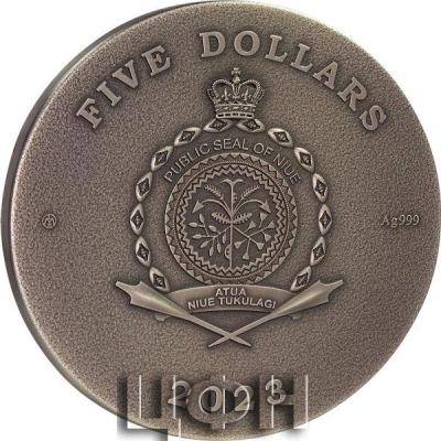 «5 Dollars 2 Oz Silver Coin 5$ Niue 2023 Antique Finish».jpg