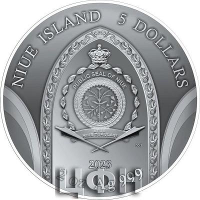 «5 Dollars MONT SAINT MICHEL ABBEY 500th Anniversary 2 Oz Silver Coin 5$ Niue 2023 Antique Finish».jpg