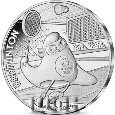 «10 Euro Silver Coin 10€ Euro France 2023 BU-Brilliant Uncirculated Mascotte des Jeux Olympiques (badminton)».jpg