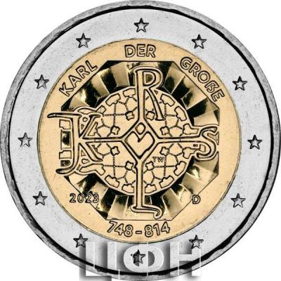 2023, Германия 2 евро, памятная монета - «1275 лет со дня рождения Карла Великого».jpg