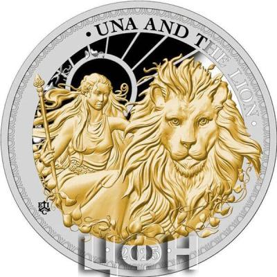 2023 St. Helena Una & The Lion 1oz Silver Gilded Proof Coin .jpg