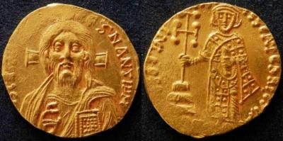 Лот 318 Византийская империя Юстиниан II 685-695 годы солид с IVNO-XII.jpg