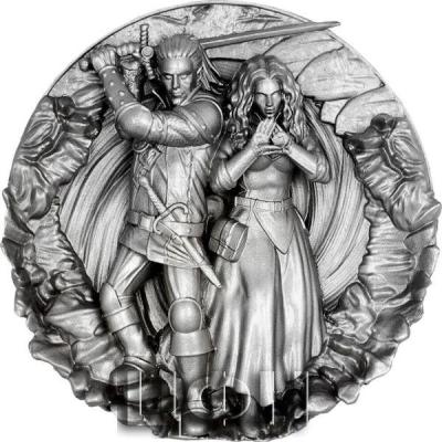 LAST WISH The Witcher 5 Oz Moneta Argento 5000 Francs Cameroon 2023 Antique Finish (2).jpg
