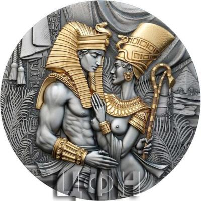AMENHOTEP AND NEFERTITI 2 Oz Silver Coin 2000 Francs Cameroon 2023 Antique Finish.jpg