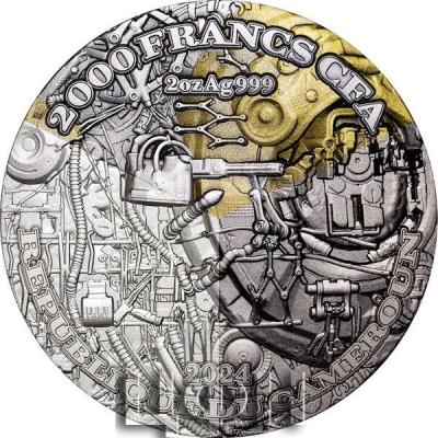 EXPERIENCE THE FUTURE WITH AI Gilded 2 Oz Silver Coin 2000 Francs Cameroon 2024 Antique Finish .jpg