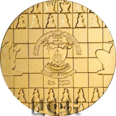 INTERNATIONAL CHESS Gilded 2 Oz Silver Coin 2000 Francs Cameroon 2024 Antique Finish .jpg