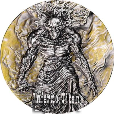 UNLEASH THE FIERY POWER OF INFERNO TITAN Antique 2 Oz Silver Coin 2000 Francs Cameroon 2024 Antique Finish .jpg