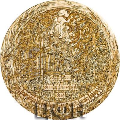 UNLEASH THE FIERY POWER OF INFERNO TITAN Gilded 2 Oz Silver Coin 2000 Francs Cameroon 2024 Antique Finish.jpg