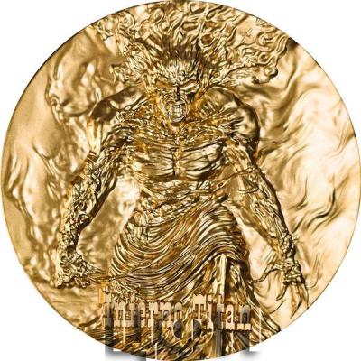 UNLEASH THE FIERY POWER OF INFERNO TITAN Gilded 2 Oz Silver Coin 2000 Francs Cameroon 2024 Antique Finish .jpg