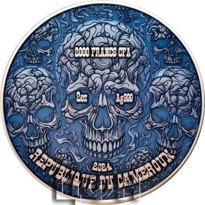 ZOMBIFIED SAMURAI Glow in the Dark 2 Oz Silver Coin 2000 Francs Cameroon 2024 Antique Finish.jpg