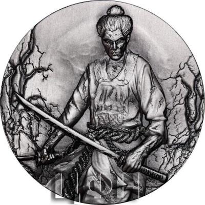 ZOMBIFIED SAMURAI Glow in the Dark 2 Oz Silver Coin 2000 Francs Cameroon 2024 Antique Finish .jpg