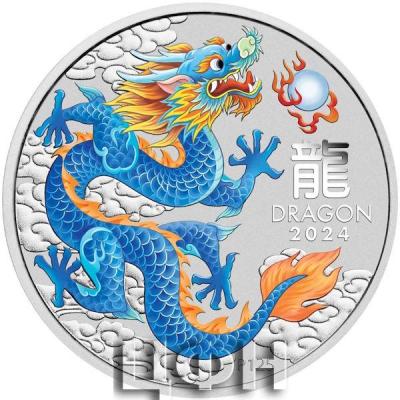 ELIZABETH II 1952 - 2022 · AUSTRALIA · 9999 Ag. Year of the Dragon - Blue Dragon,.jpg