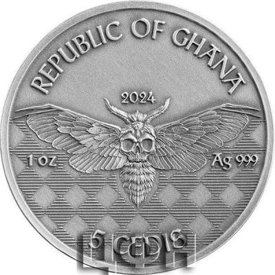 2024. 5 сedis Biker Memento Mori 1 oz Antique finish Silver Coin .jpg