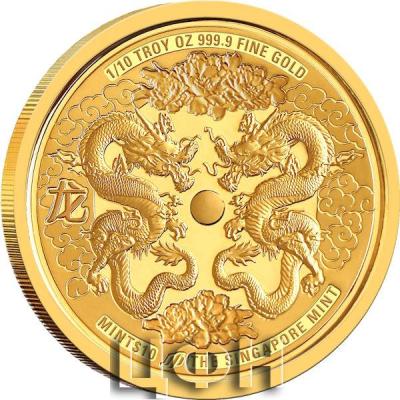 2024 The Singapore Mint Lunar Dragon 0.10 oz 999.9 Fine Gold Proof Medallion .jpg