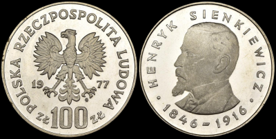 05-05-1846 р. Polonia - 100 Zlotys 1977 - Henryk Sienkiewicz - Ag .625 - Y#88-Photoroom.png