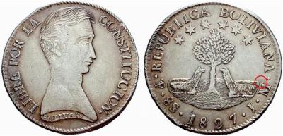 Bolivia 1827 8 soles Modelo descartado.jpg